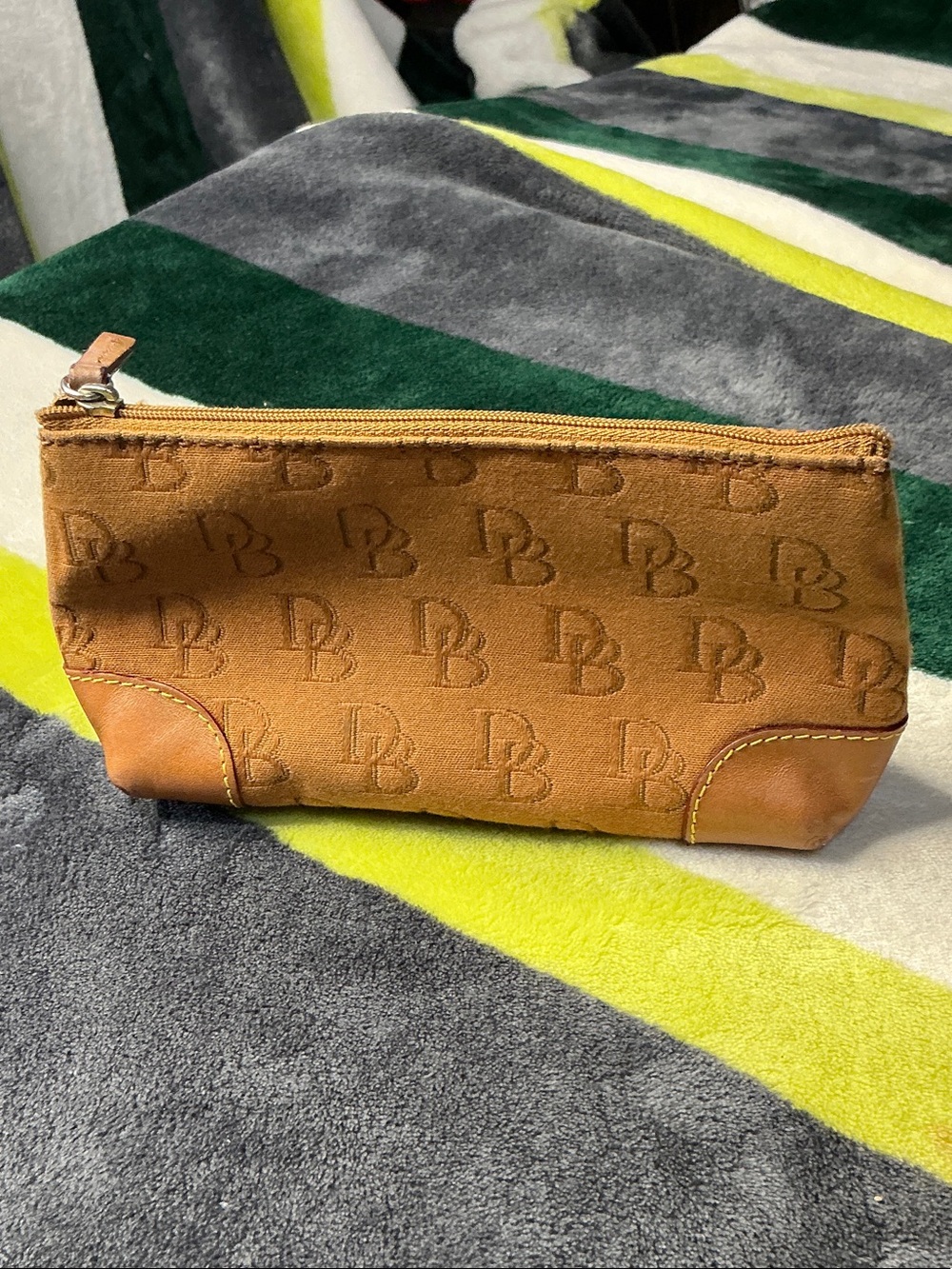 Dooney & Bourke Brown Monogram Cosmetic Pouch Embossed Cosmetic Pouch